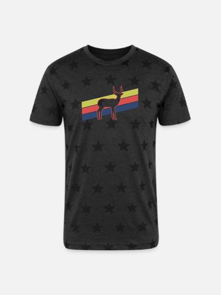 Retro Antelope Stripes – Safari Wildlife - Unisex Adult Star Printed T-Shirt -
