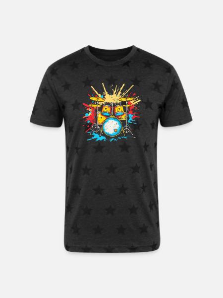 Drum Kit Steamwave - Unisex Adult Star Printed T-Shirt -
