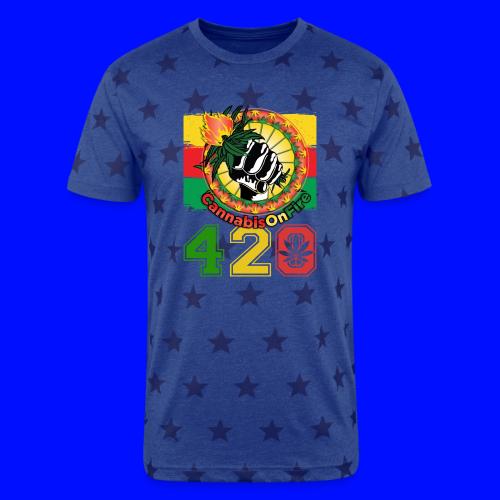 Antic 420 OnFire Herb Weed Marijuana Design - Unisex Adult Star Printed T-Shirt