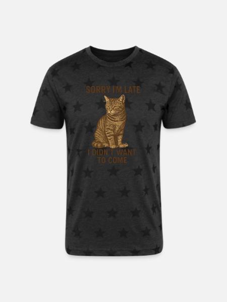 Sorry Cat - Unisex Adult Star Printed T-Shirt -