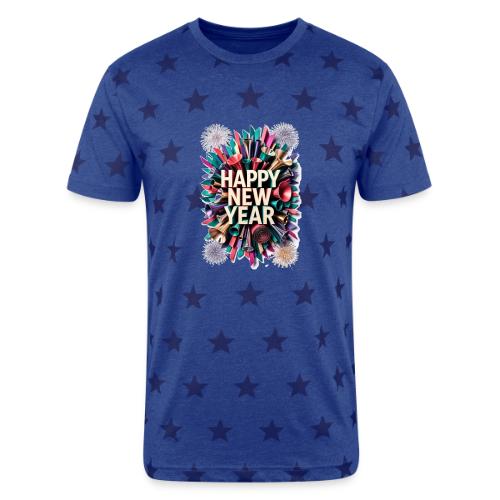 New Year's Party Horn T-Shirt - Unisex Adult Star Printed T-Shirt