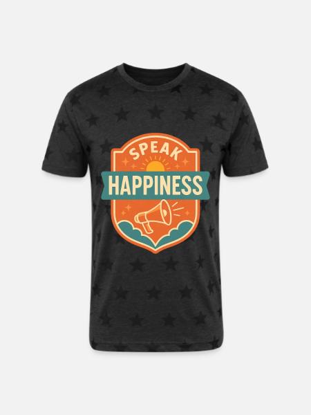 Speak Happiness - Unisex Adult Star Printed T-Shirt - 