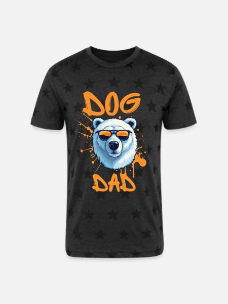 Dog Dad Graffiti Bear funny dogs  - Unisex Adult Star Printed T-Shirt - 