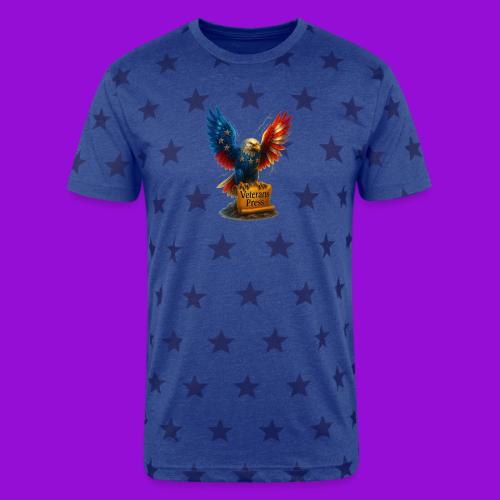 Veterans Press & Bald Eagle Flag 2 Print Set - Unisex Adult Star Printed T-Shirt