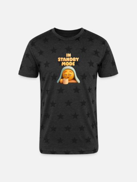 Standby Mode Sleepy face - Unisex Adult Star Printed T-Shirt -
