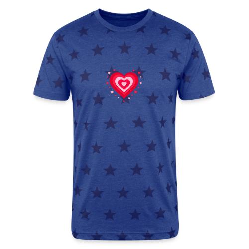 Layered Red & Pink Heart – Cute Valentine Love - Unisex Adult Star Printed T-Shirt