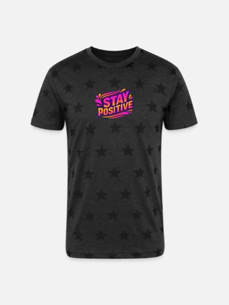 Stay Positive Neon Splash - Unisex Adult Star Printed T-Shirt -