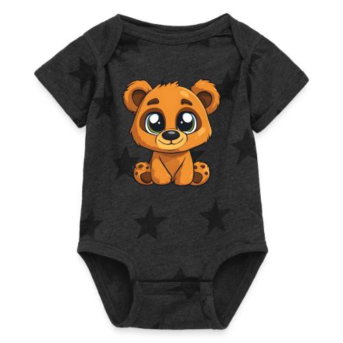 Smiling Sitting Baby Bear - Baby 5 Star Print One Piece