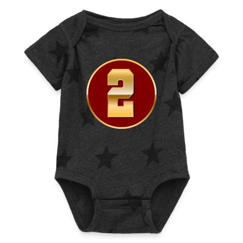 Number 2 in Gold Varsity Font - Baby 5 Star Print One Piece