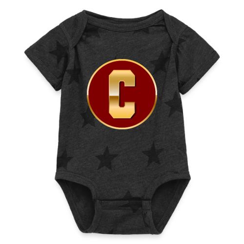 Letter C – Capital Varsity Alphabet Monogram - Baby 5 Star Print One Piece