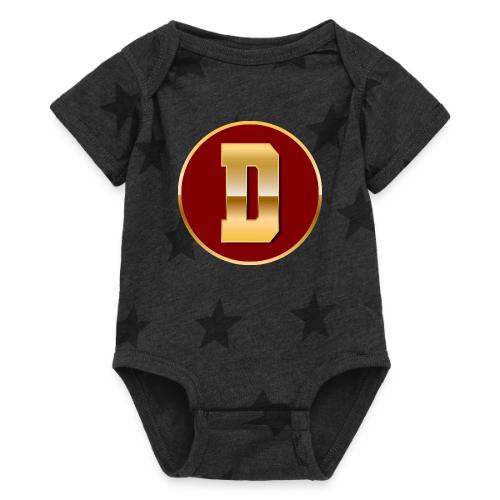 Letter D – Capital Varsity Alphabet Monogram - Baby 5 Star Print One Piece