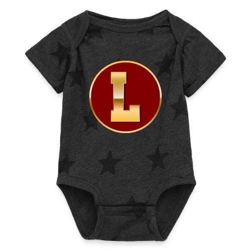 Letter L – Capital Varsity Alphabet Monogram - Baby 5 Star Print One Piece