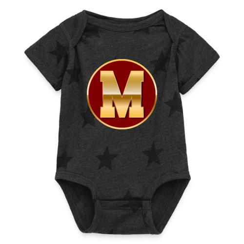 Letter M – Capital Varsity Alphabet Monogram - Baby 5 Star Print One Piece