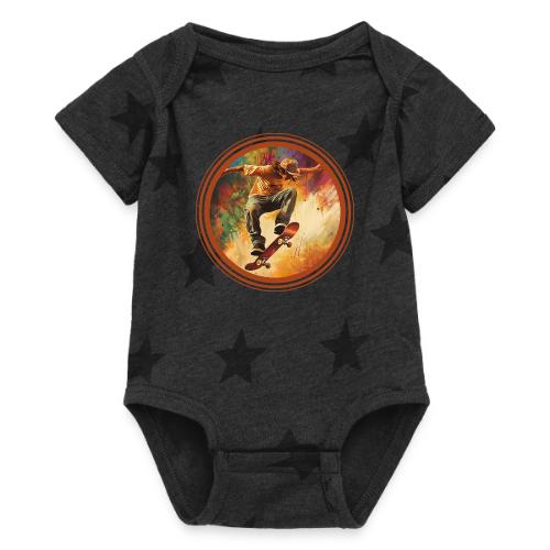 Skateboarding Mode On - Baby 5 Star Print One Piece