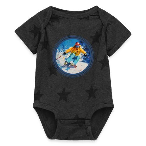 Born for Skiing - Baby 5 Star Print One Piece