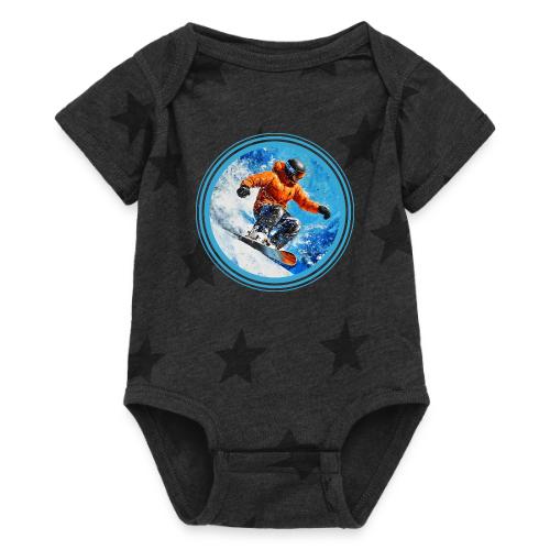 Snowboarding Motion - Baby 5 Star Print One Piece