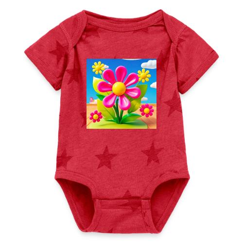 Pink Floral Peace | Sky & Nature Design - Baby 5 Star Print One Piece