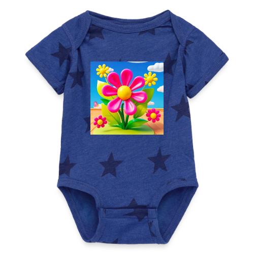 Pink Floral Peace | Sky & Nature Design - Baby 5 Star Print One Piece