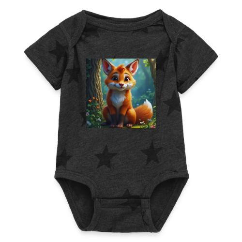 Magical fantasy fox in enchanted forest scene - Baby 5 Star Print One Piece