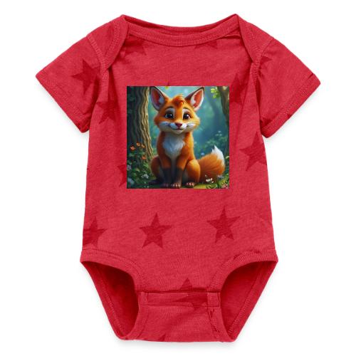 Magical fantasy fox in enchanted forest scene - Baby 5 Star Print One Piece