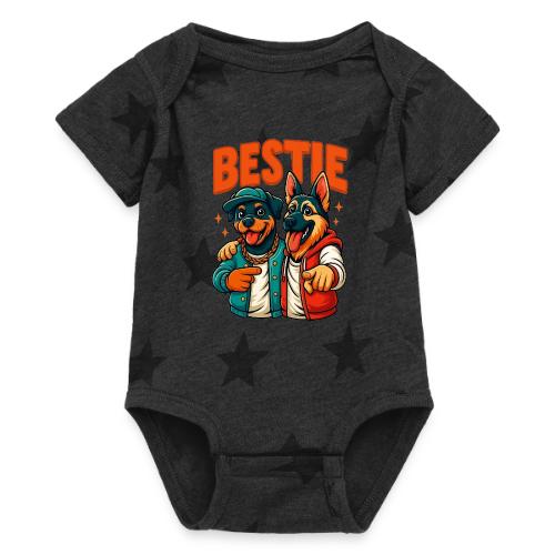 Hip Hop Dog Besties Shirt for Friends & Pet Lovers - Baby 5 Star Print One Piece