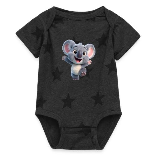 Joyful 3D Baby Koala with Arms Up - Baby 5 Star Print One Piece