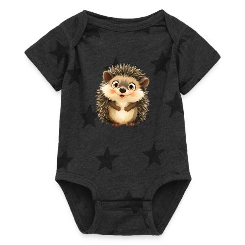 Smiling Cartoon Hedgehog with Joyful Expression - Baby 5 Star Print One Piece