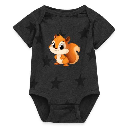 Playful Cartoon Squirrel with Big Innocent Eyes - Baby 5 Star Print One Piece