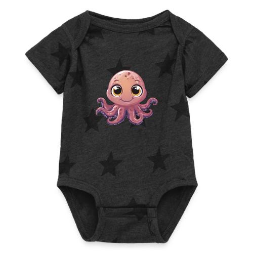 Cute Cartoon Baby Octopus with Big Eyes - Baby 5 Star Print One Piece