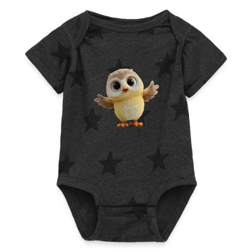 Cute Cartoon Baby Owl with Wings Open - Baby 5 Star Print One Piece