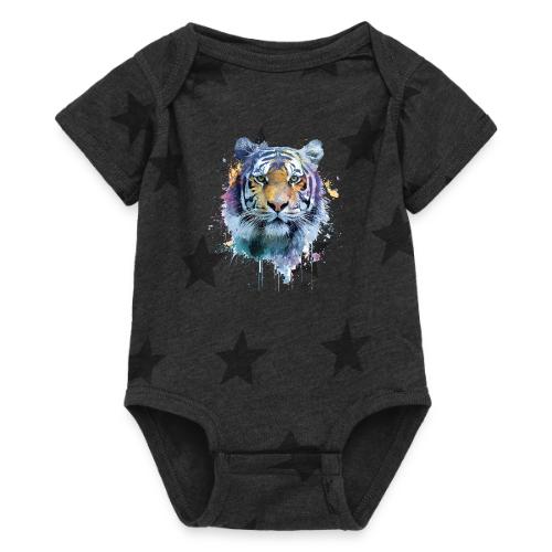 Splash-Art Tiger Face - Baby 5 Star Print One Piece