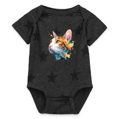 Cat: Feline Ink Burst - Baby 5 Star Print One Piece