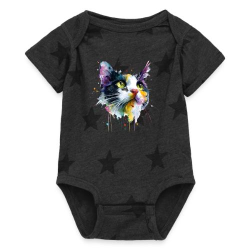 Cat: Painted Purr Expression - Baby 5 Star Print One Piece