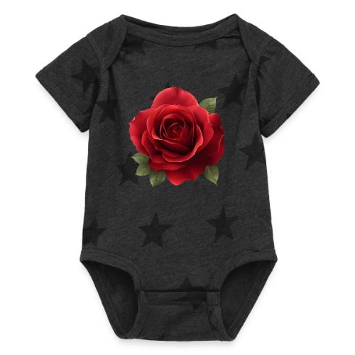 Rose: Crimson Bloom Elegance - Baby 5 Star Print One Piece