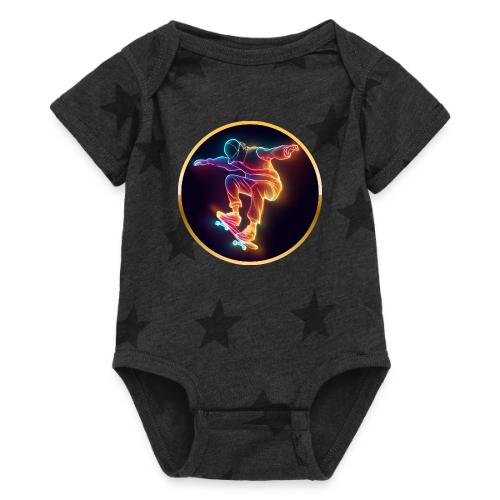 Skateboarding: Midnight Neon Skater - Baby 5 Star Print One Piece