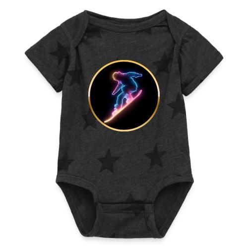 Snowboarding: Neon Snow Drift - Baby 5 Star Print One Piece
