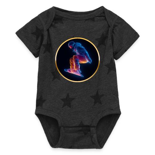 Snowboarding: Arctic Neon Leap - Baby 5 Star Print One Piece
