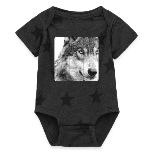 Wolf Face Triptych: Silent Alpha - Baby 5 Star Print One Piece
