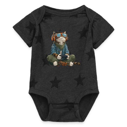 Cat: Purrfect Player - Baby 5 Star Print One Piece