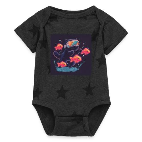 Cyber Cat Splash - Baby 5 Star Print One Piece