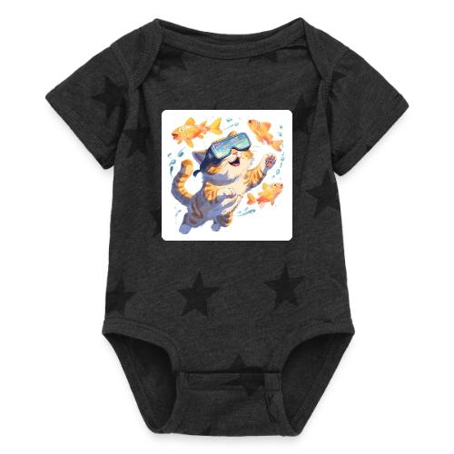 Cat: Neon Paws Adventure - Baby 5 Star Print One Piece