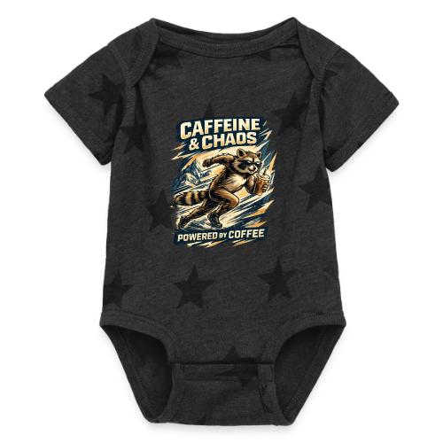 Funny Caffeine Chaos Raccoon Coffee Lover Morning - Baby 5 Star Print One Piece