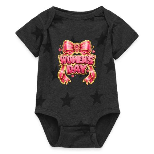 Cute Pink Bow Women’s Day Feminist Symbol - Baby 5 Star Print One Piece
