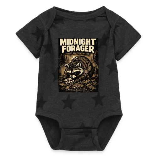 Midnight Forager Raccoon Mushroom Hunter - Baby 5 Star Print One Piece