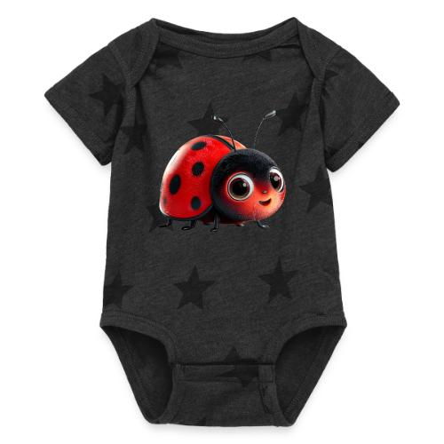 Adorable Cartoon Ladybug with Big Eyes - Baby 5 Star Print One Piece