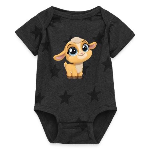 Sweet Cartoon Baby Goat with Joyful Smile - Baby 5 Star Print One Piece