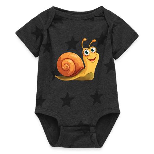 Happy Cartoon Snail with a Smile - Baby 5 Star Print One Piece