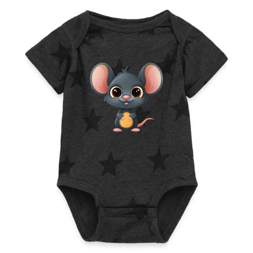 Joyful Cartoon Baby Mouse Smiling Brightly - Baby 5 Star Print One Piece
