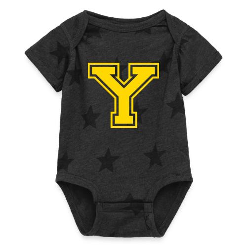 Letter Y – Capital Athletic Alphabet Monogram - Baby 5 Star Print One Piece