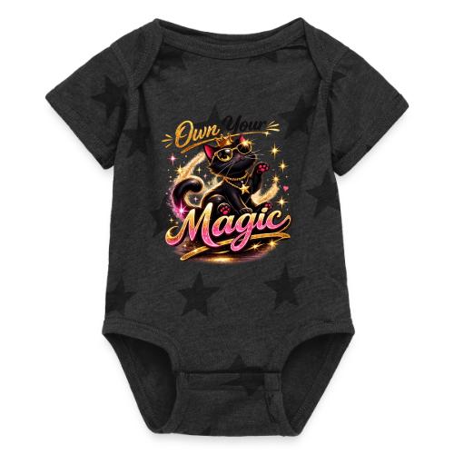 Own Your Magic – Glam Black Cat - Baby 5 Star Print One Piece